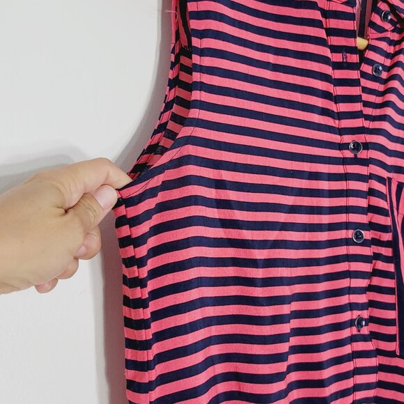 Dynamite Women's Pink & Black Striped Sleeveless Button Front Midi Dress Size S - Picture 4 of 12